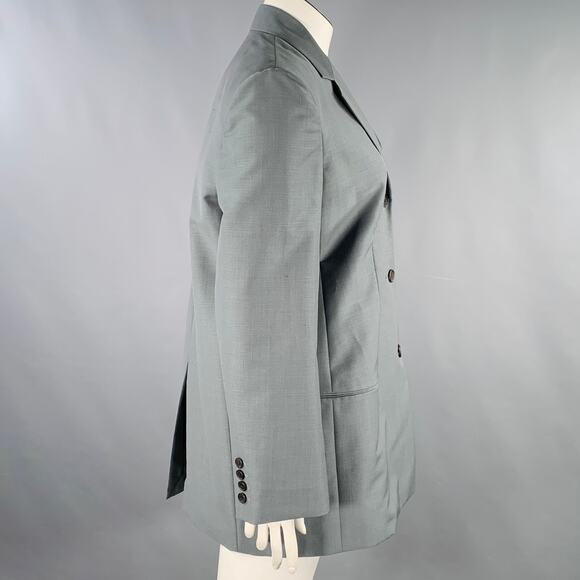 THE ROW Size 12 Grey Sage Silk Single Breasted Coat - Picture 2 of 9
